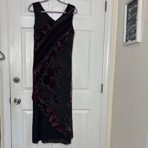 MEGHAN MATTHEWS black burgundy floral burnout velour design sz 12 Romantic Goth